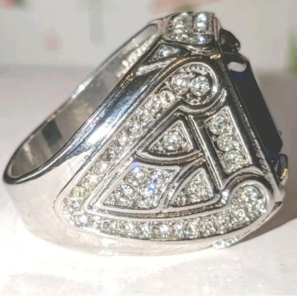 Silver and Blue Men's Ring